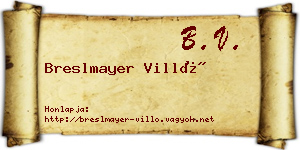 Breslmayer Villő névjegykártya